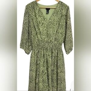 KATE and LILY Midi Leaf Print  Dress 6P